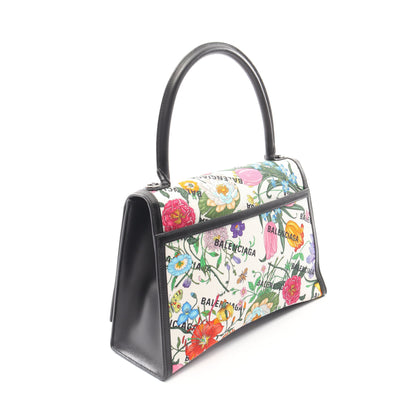 GUCCI × BALENCIAGA ザ ハッカープロジェクト フローラ アワーグラス ハンドバッグ PVC レザー ホワイト ブラック マルチカラー 2WAY グッチ バッグ GUCCI