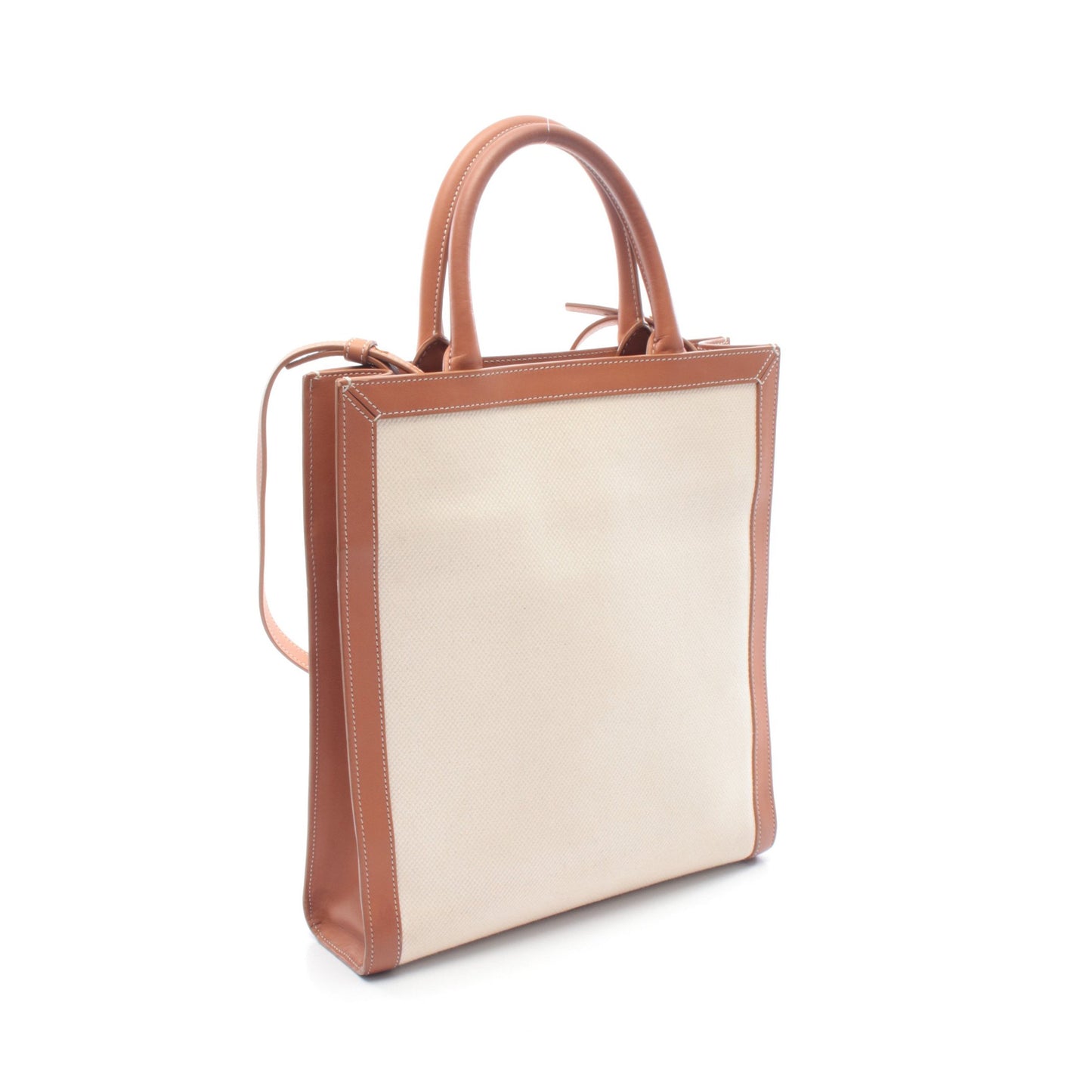 スモール バーティカル カバ ハンドバッグ トートバッグ キャンバス レザー アイボリー ブラウン 2WAY セリーヌ バッグ CELINE
