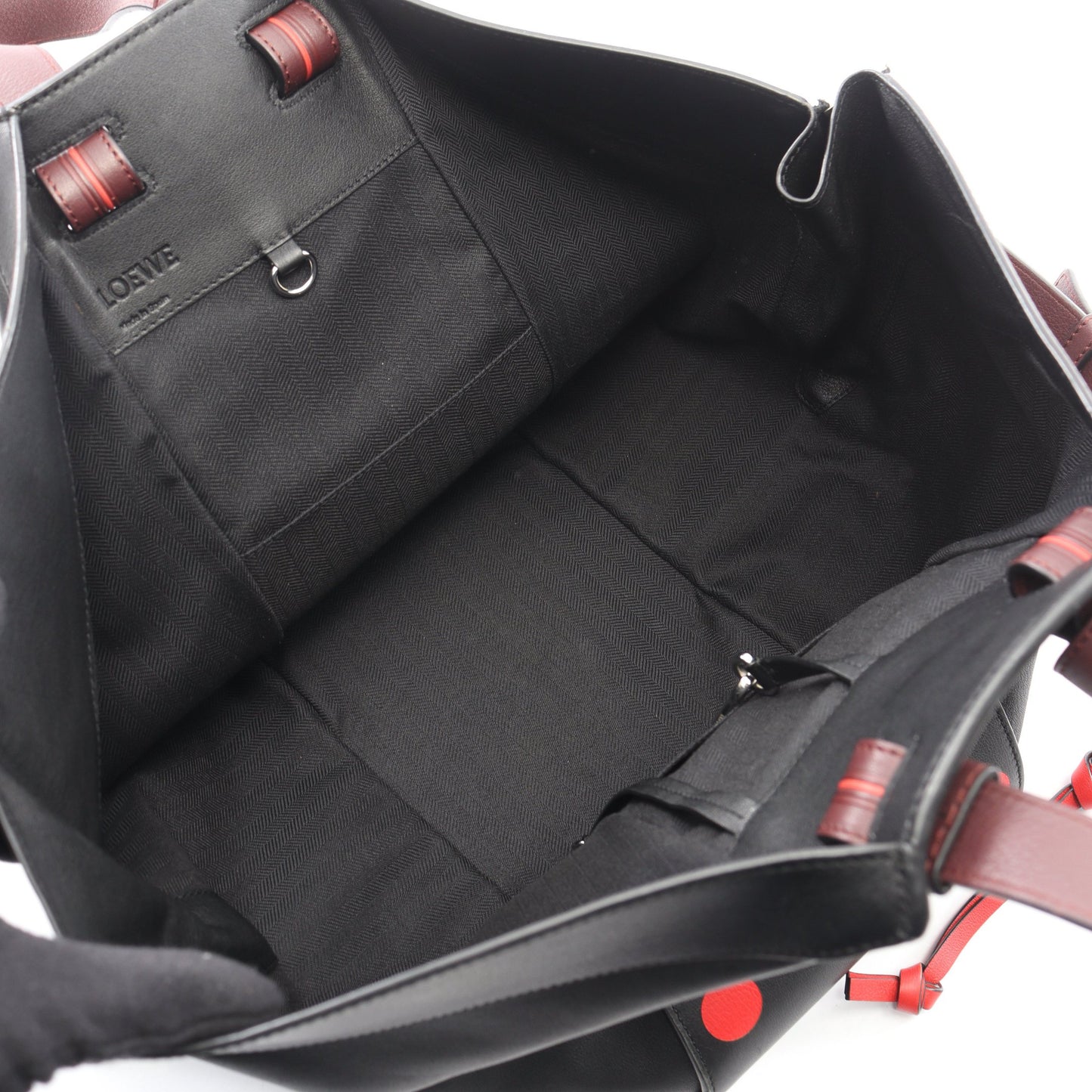 ハンモック ミディアム ハンドバッグ ドット レザー ブラック レッド 2WAY ロエベ バッグ LOEWE