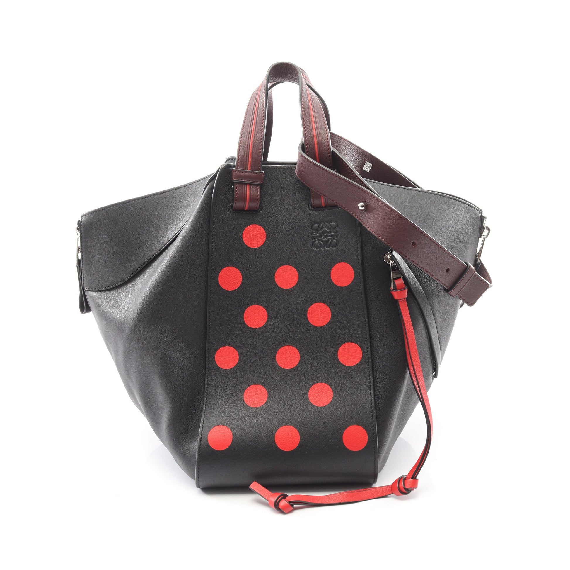 ハンモック ミディアム ハンドバッグ ドット レザー ブラック レッド 2WAY ロエベ バッグ LOEWE