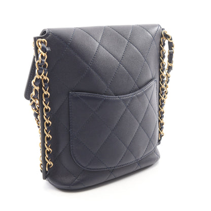 マトラッセ チェーンショルダーバッグ ラムスキン ネイビー ゴールド金具 シャネル バッグ CHANEL