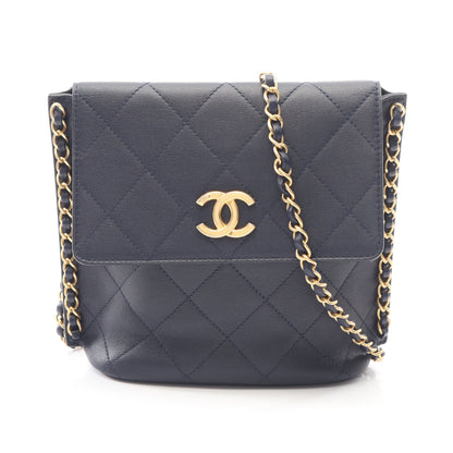 マトラッセ チェーンショルダーバッグ ラムスキン ネイビー ゴールド金具 シャネル バッグ CHANEL