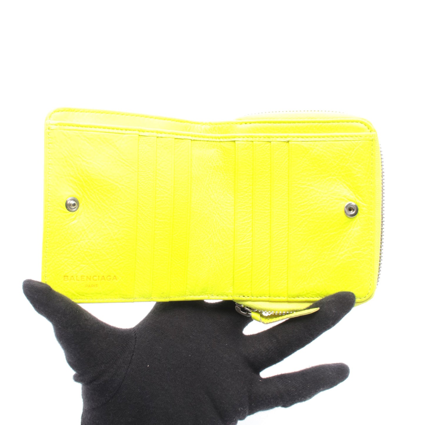 CLASSIC BILLFOLD ZIP クラシック ラウンドファスナー二つ折り財布 レザー イエロー ネオンカラー バレンシアガ 財布・小物 BALENCIAGA