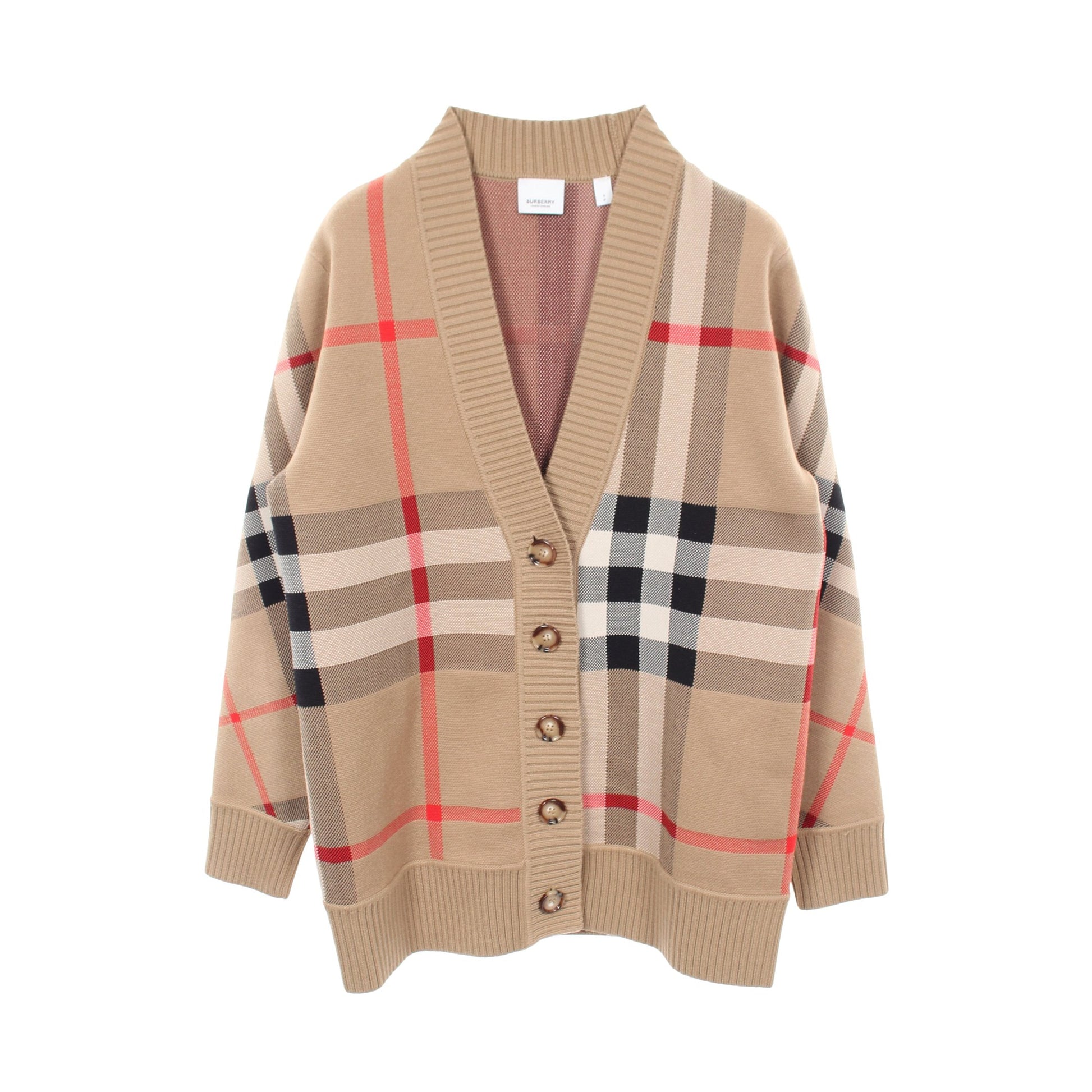 ノバチェック テクニカル ジャカード カーディガン ウール ベージュ バーバリー トップス BURBERRY