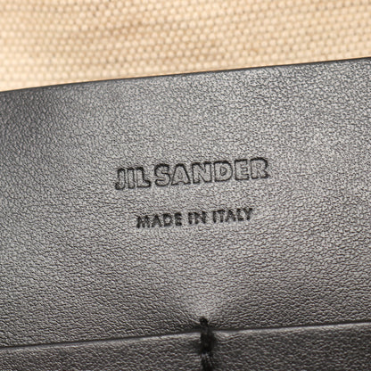 フラットショッパー スクエア ハンドバッグ トートバッグ キャンバス レザー ベージュ ブラック ジルサンダー バッグ JIL SANDER