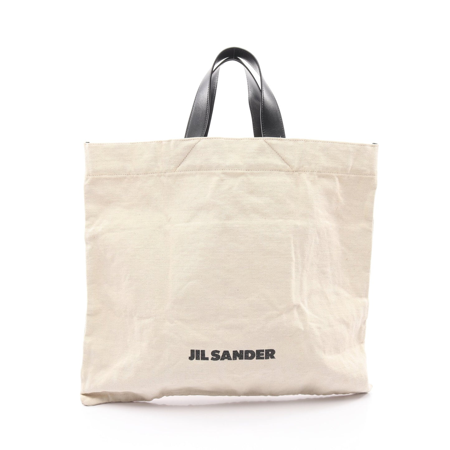 フラットショッパー スクエア ハンドバッグ トートバッグ キャンバス レザー ベージュ ブラック ジルサンダー バッグ JIL SANDER