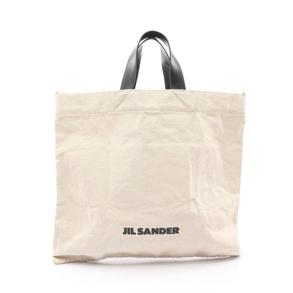 フラットショッパー スクエア ハンドバッグ トートバッグ キャンバス レザー ベージュ ブラック ジルサンダー バッグ JIL SANDER