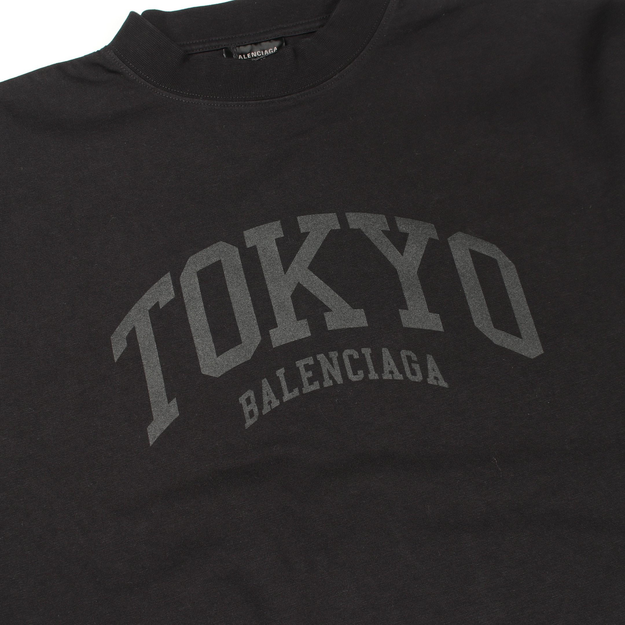 TOKYO 長袖Tシャツ クルーネック コットン ブラック バレンシアガ – RECLO