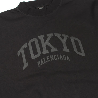 TOKYO 長袖Tシャツ クルーネック コットン ブラック バレンシアガ トップス BALENCIAGA