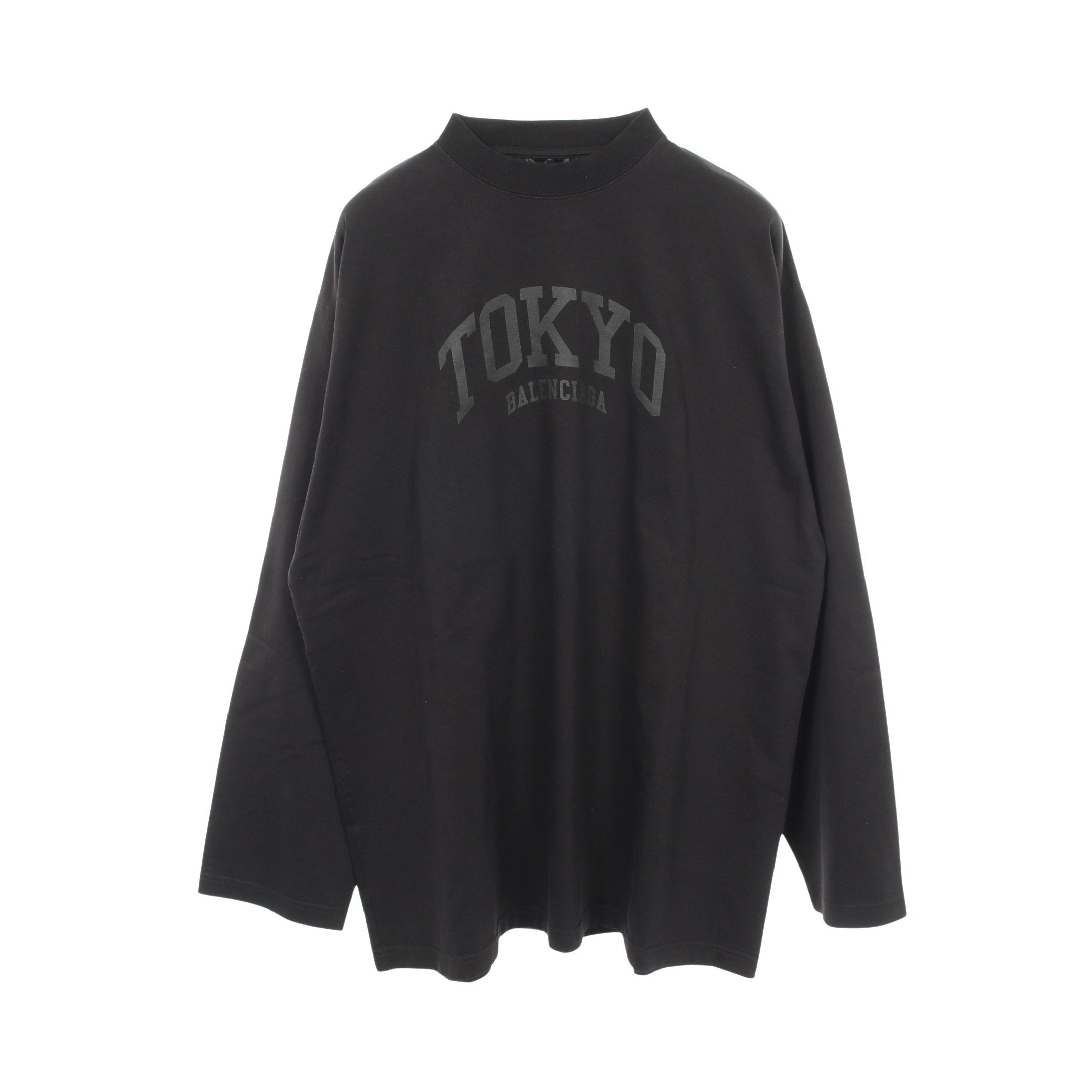 TOKYO 長袖Tシャツ クルーネック コットン ブラック バレンシアガ – RECLO