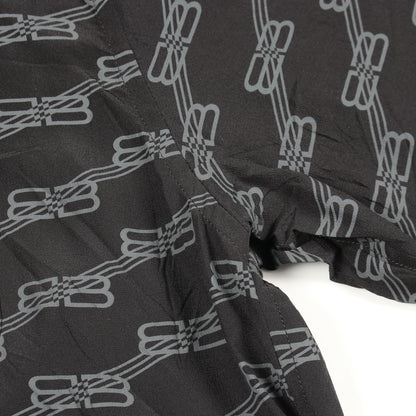 シャツ 長袖 ロゴ総柄 シルク ブラック バレンシアガ トップス BALENCIAGA