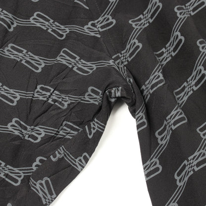 シャツ 長袖 ロゴ総柄 シルク ブラック バレンシアガ トップス BALENCIAGA