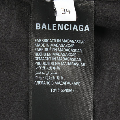 シャツ 長袖 ロゴ総柄 シルク ブラック バレンシアガ トップス BALENCIAGA
