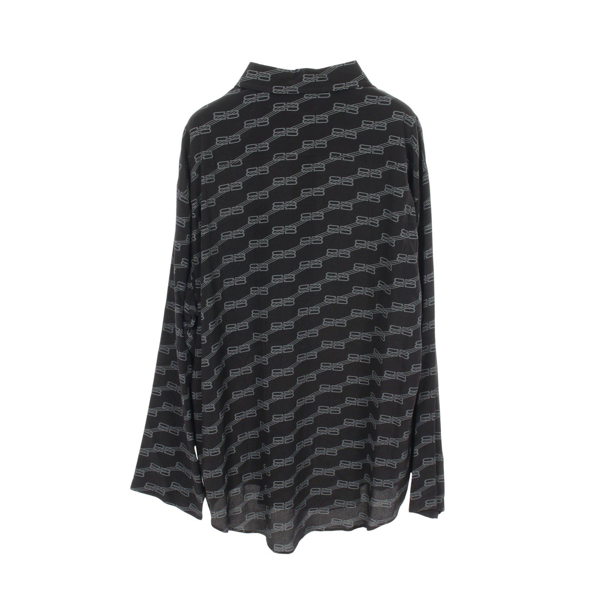 シャツ 長袖 ロゴ総柄 シルク ブラック バレンシアガ トップス BALENCIAGA