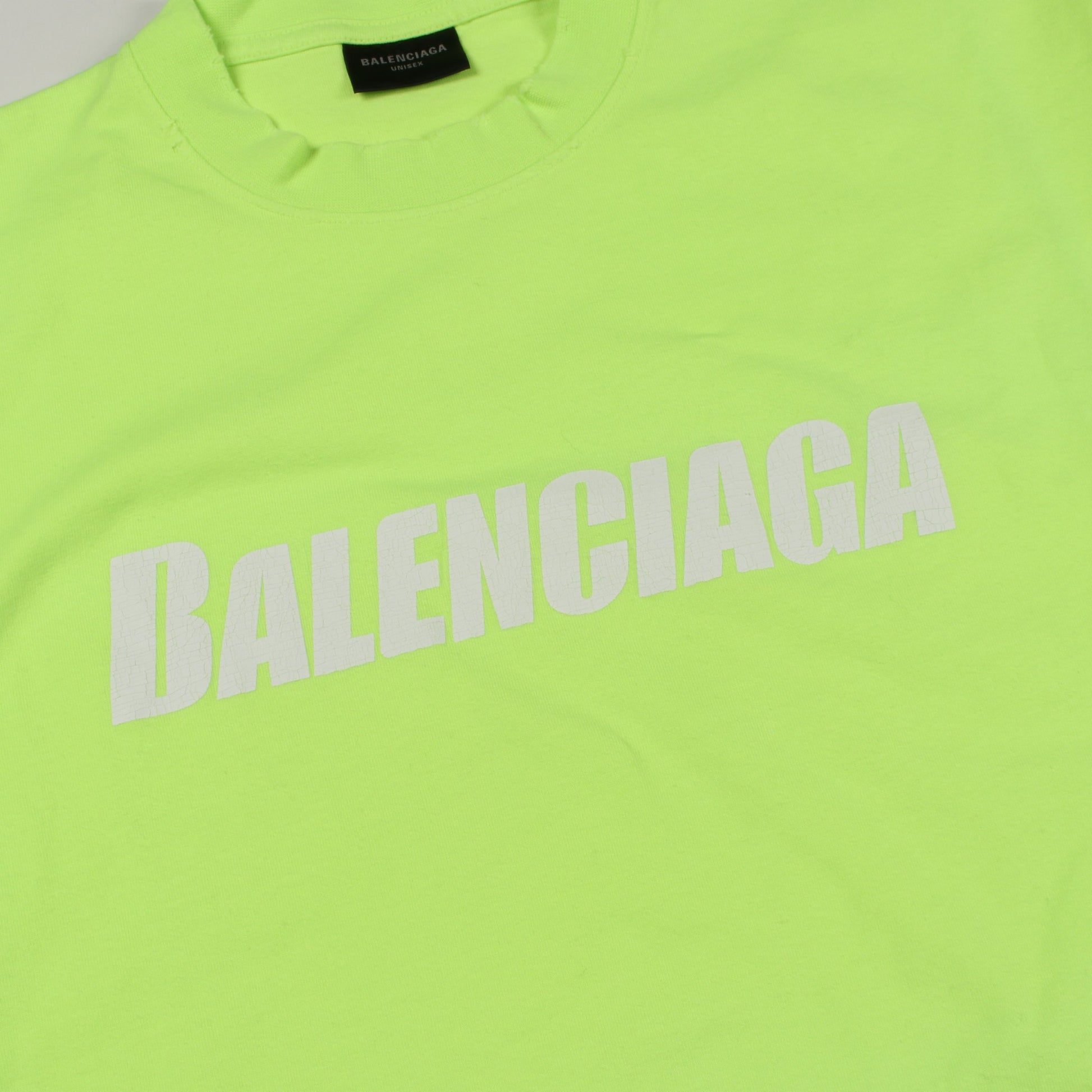 DESTROYED BOXY FIT Tシャツ オーバーサイズ Tシャツ コットン イエロー ネオンカラー バレンシアガ トップス BALENCIAGA