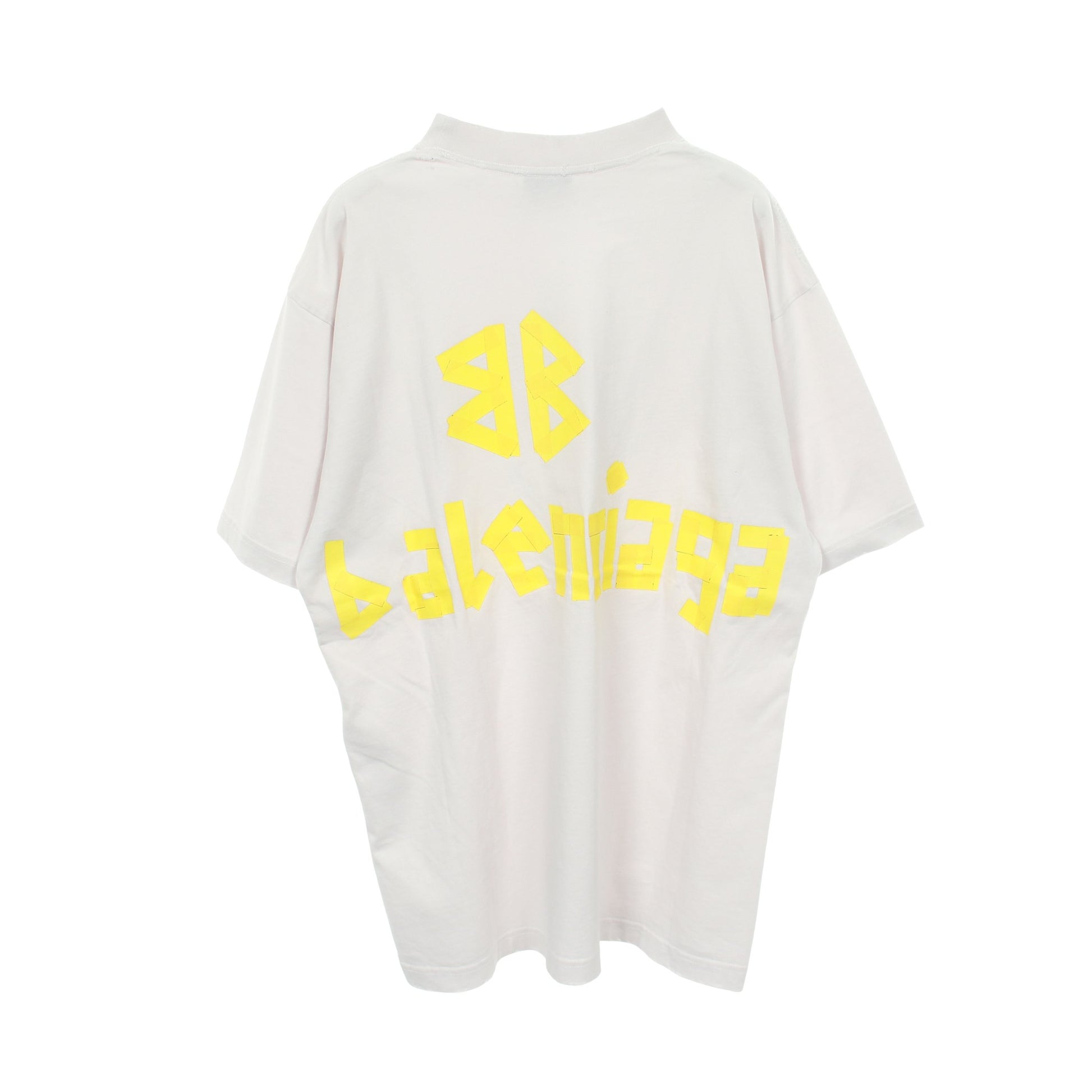 TAPE TYPE BBロゴ 半袖Tシャツ クルーネック コットン オフホワイト ダメージ加工 バレンシアガ トップス BALENCIAGA