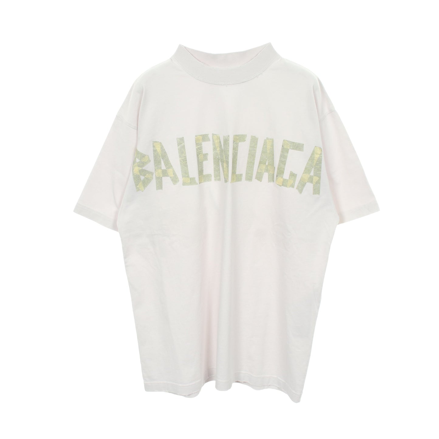 TAPE TYPE BBロゴ 半袖Tシャツ クルーネック コットン オフホワイト ダメージ加工 バレンシアガ トップス BALENCIAGA