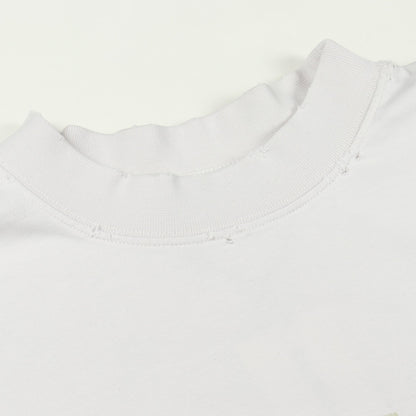 TAPE TYPE BBロゴ 半袖Tシャツ クルーネック コットン オフホワイト ダメージ加工 バレンシアガ トップス BALENCIAGA
