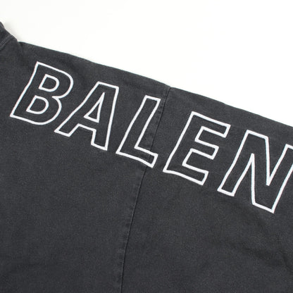 ロゴ刺繍 オーバーサイズ 長袖Tシャツ コットン ダークグレー ヴィンテージ加工 バレンシアガ トップス BALENCIAGA