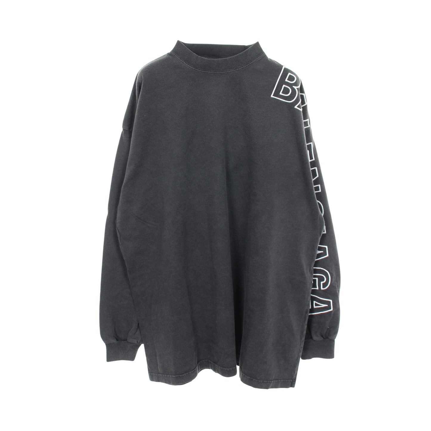 ロゴ刺繍 オーバーサイズ 長袖Tシャツ コットン ダークグレー ヴィンテージ加工 バレンシアガ トップス BALENCIAGA