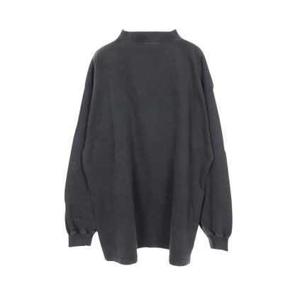 ロゴ刺繍 オーバーサイズ 長袖Tシャツ コットン ダークグレー ヴィンテージ加工 バレンシアガ トップス BALENCIAGA