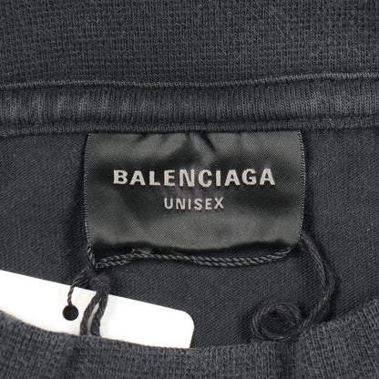 ロゴ刺繍 オーバーサイズ 長袖Tシャツ コットン ダークグレー ヴィンテージ加工 バレンシアガ トップス BALENCIAGA