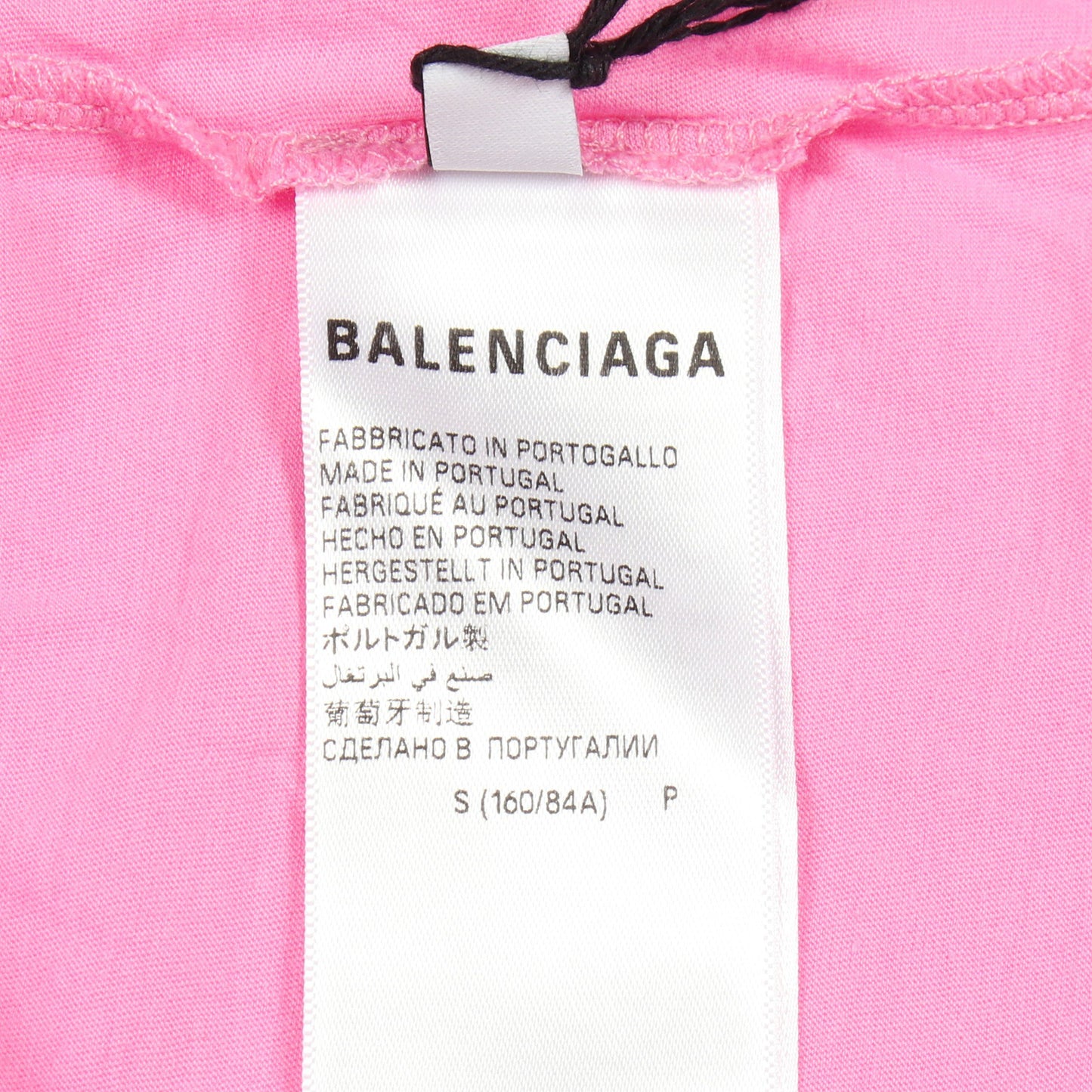 ロゴ刺繍 オーバーサイズ 半袖Tシャツ クルーネック コットン ピンク ダメージ加工 バレンシアガ トップス BALENCIAGA