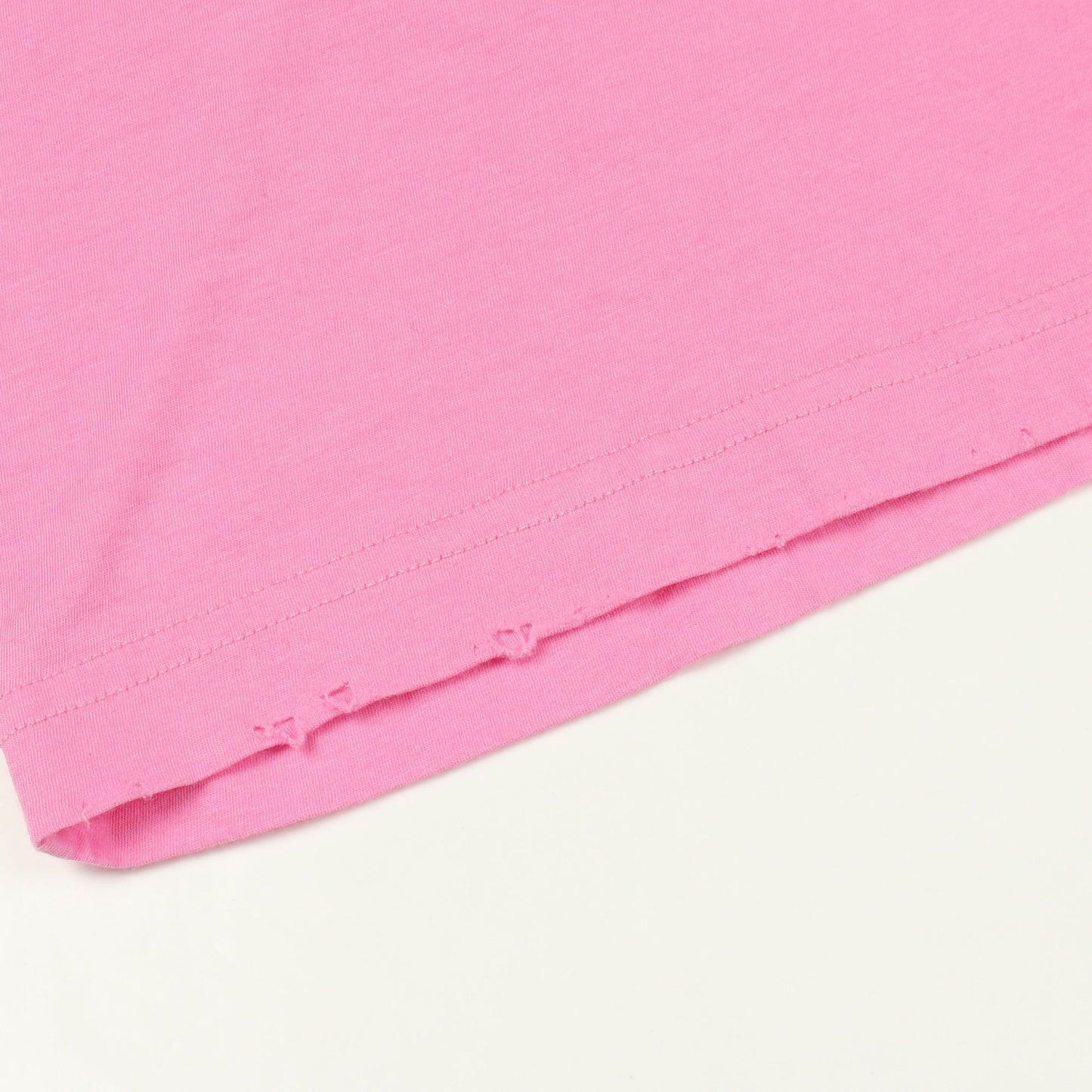 ロゴ刺繍 オーバーサイズ 半袖Tシャツ クルーネック コットン ピンク ダメージ加工 バレンシアガ トップス BALENCIAGA