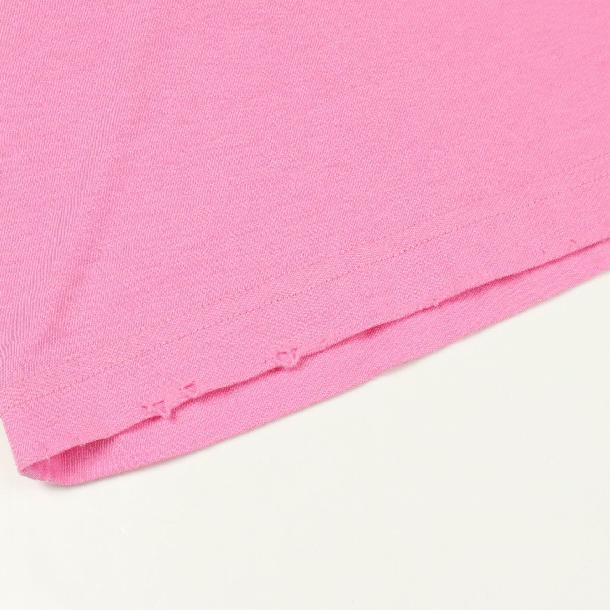 ロゴ刺繍 オーバーサイズ 半袖Tシャツ クルーネック コットン ピンク ダメージ加工 バレンシアガ トップス BALENCIAGA