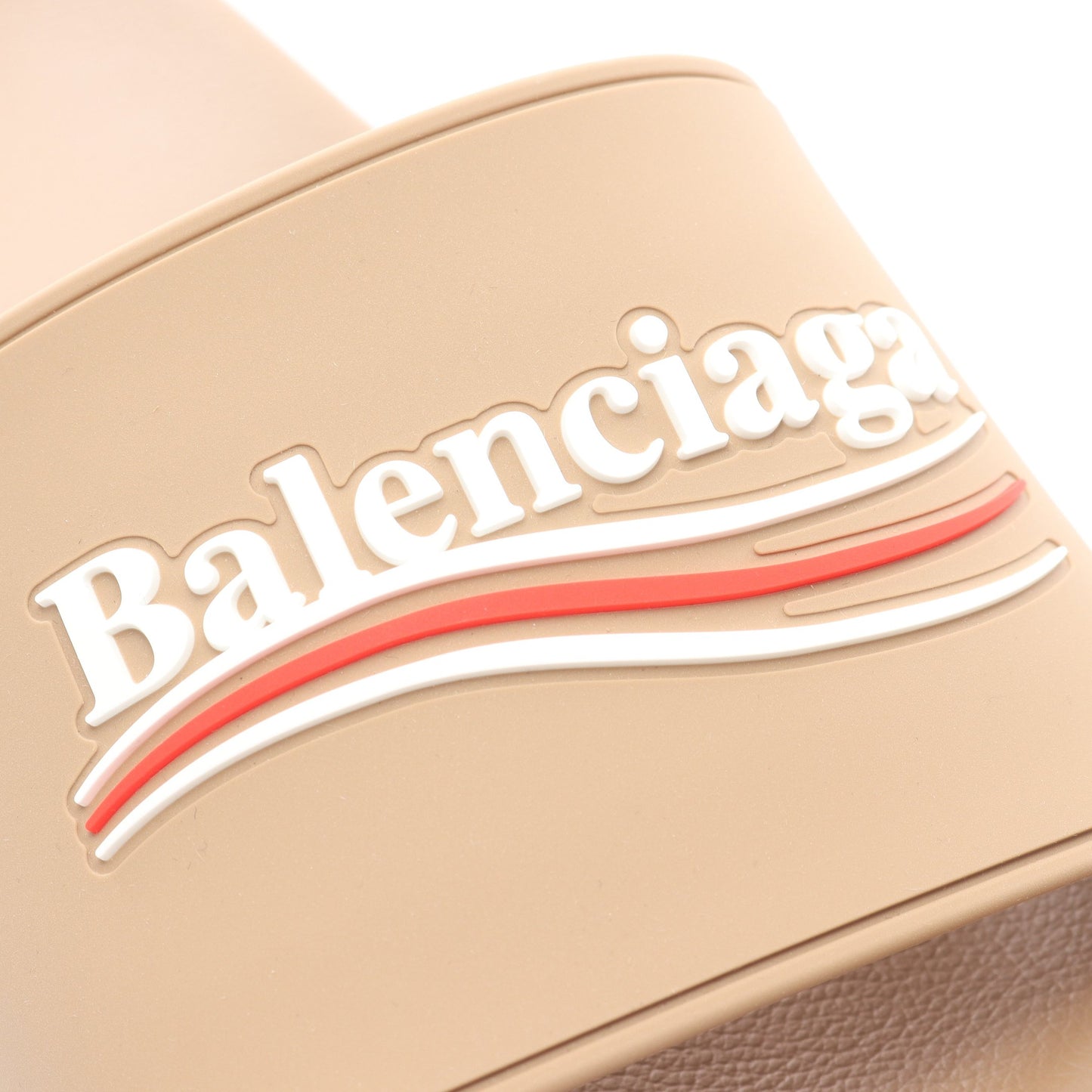 Pool Slide キャンペーンロゴ スライドサンダル ラバー ベージュ バレンシアガ シューズ BALENCIAGA