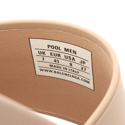 Pool Slide キャンペーンロゴ スライドサンダル ラバー ベージュ バレンシアガ シューズ BALENCIAGA