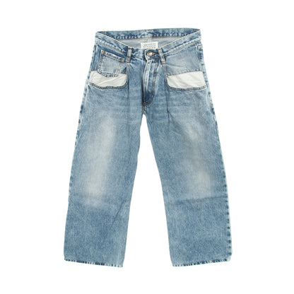 コントラストポケット デニムパンツ コットン ライトブルー メゾンマルジェラ1 ボトムス Maison Margiela 1