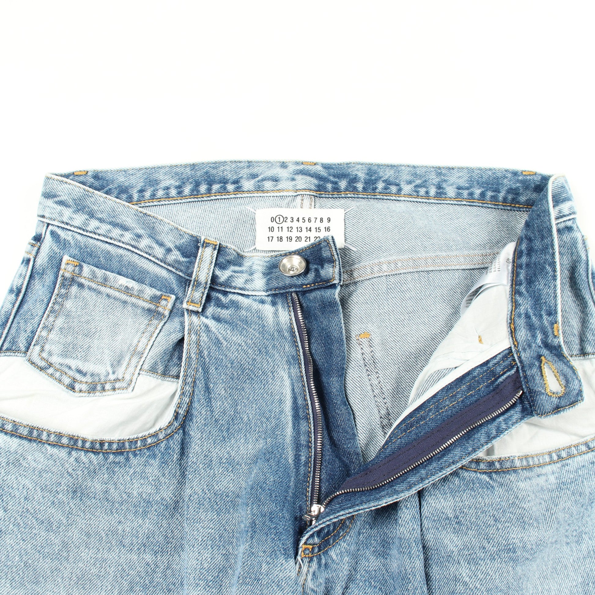 コントラストポケット デニムパンツ コットン ライトブルー メゾンマルジェラ1 ボトムス Maison Margiela 1