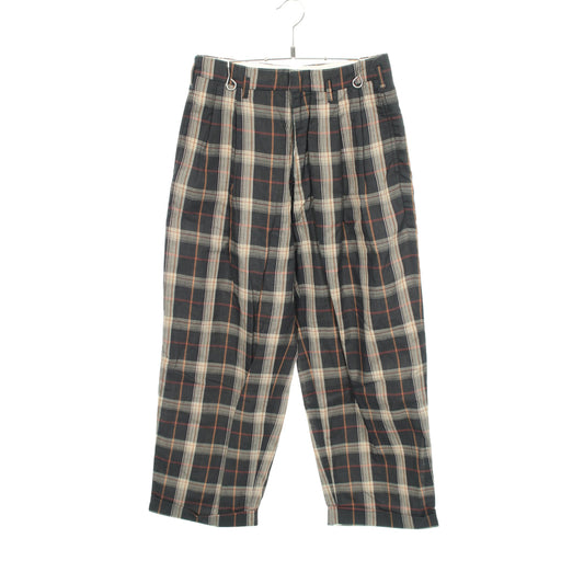 チェック パンツ ダークグリーン マルチカラー フミカウチダ