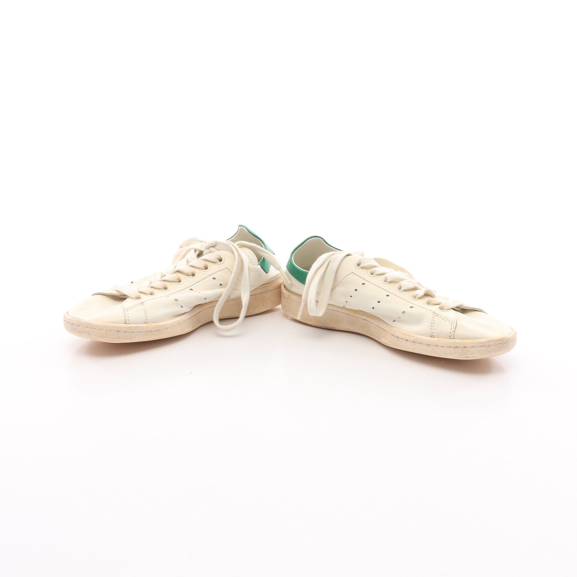 BALENCIAGA × adidas STAN SMITH スタンスミス ローカットスニーカー レザー オフホワイト グリーン ユーズド加工 バレンシアガ シューズ BALENCIAGA
