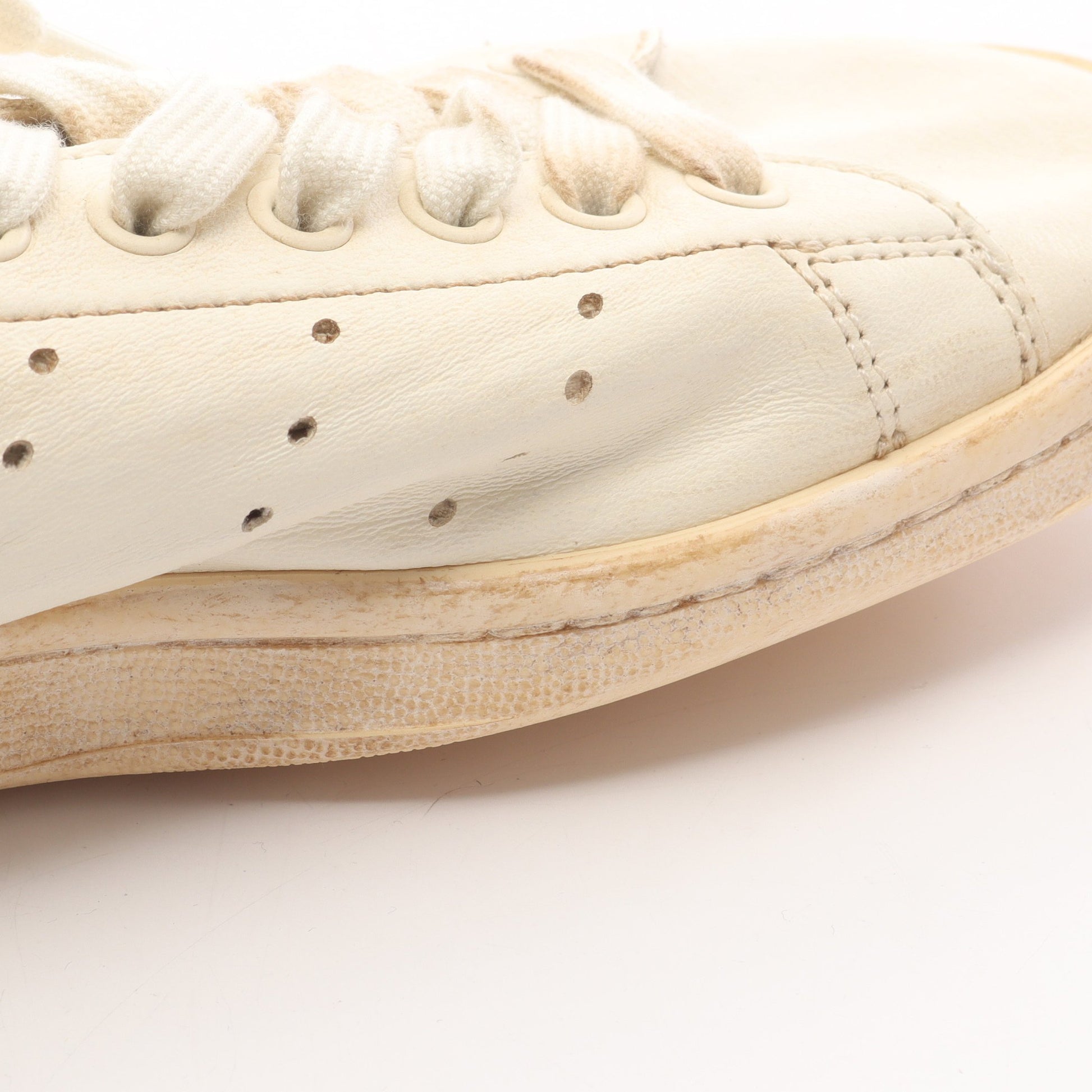 BALENCIAGA × adidas STAN SMITH スタンスミス ローカットスニーカー レザー オフホワイト グリーン ユーズド加工 バレンシアガ シューズ BALENCIAGA