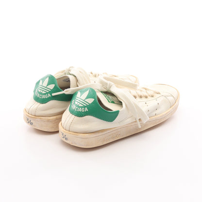 BALENCIAGA × adidas STAN SMITH スタンスミス ローカットスニーカー レザー オフホワイト グリーン ユーズド加工 バレンシアガ シューズ BALENCIAGA