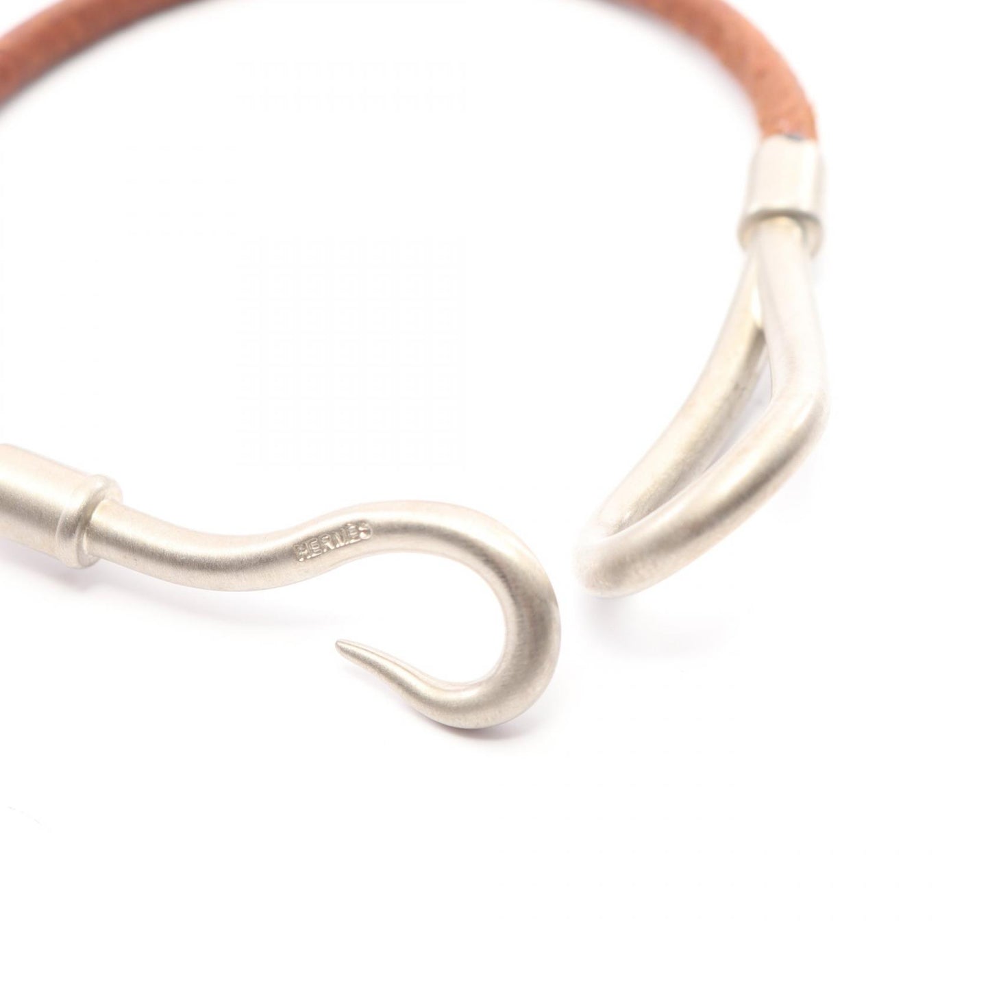 ジャンボ ブレスレット レザー シルバー ブラウン エルメス アクセサリー HERMES