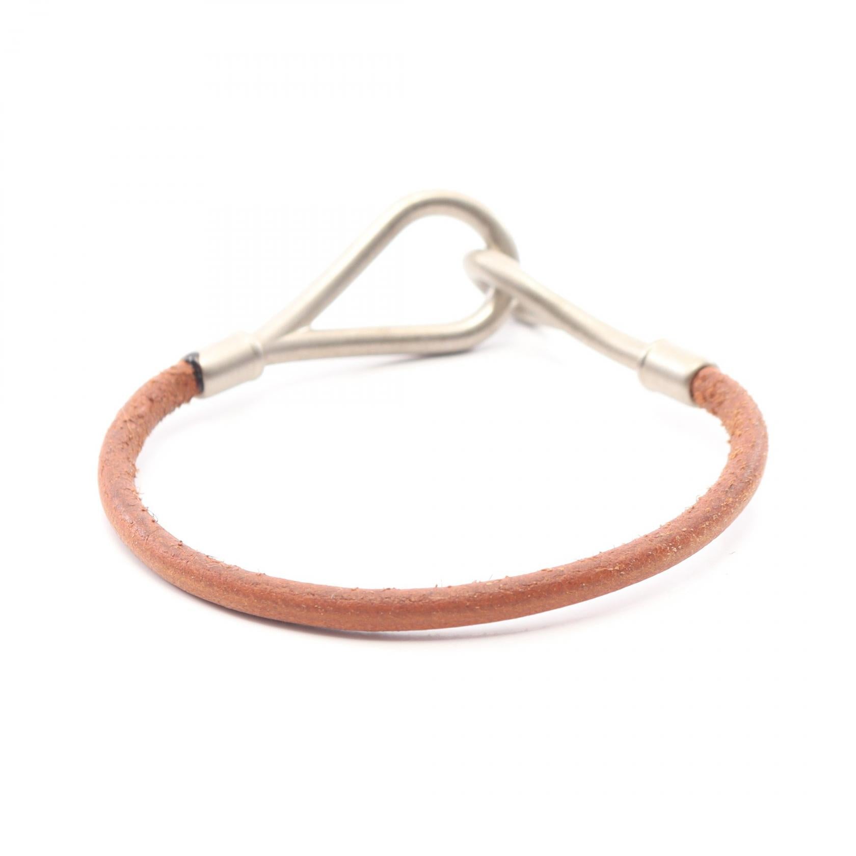 ジャンボ ブレスレット レザー シルバー ブラウン エルメス アクセサリー HERMES