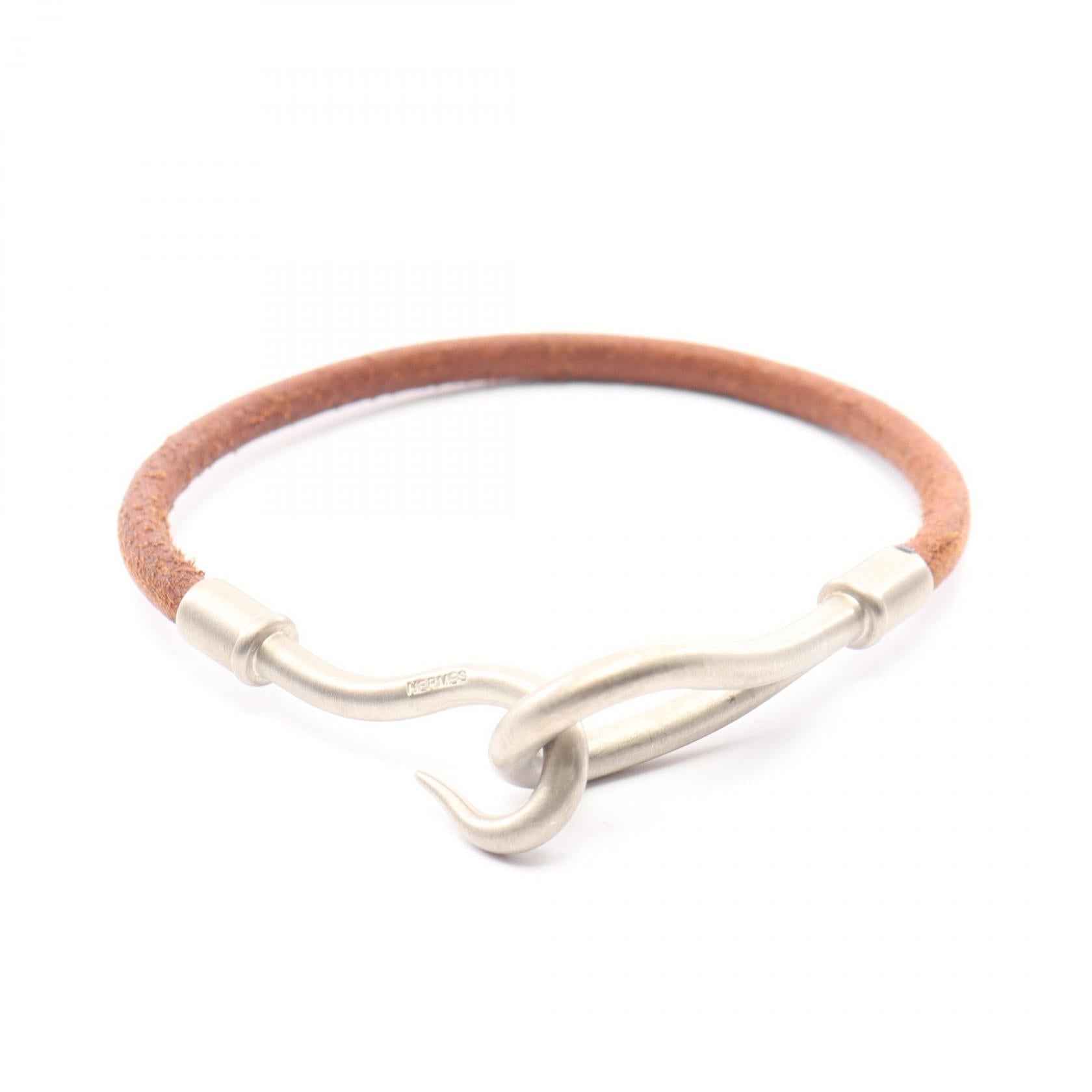 ジャンボ ブレスレット レザー シルバー ブラウン エルメス アクセサリー HERMES