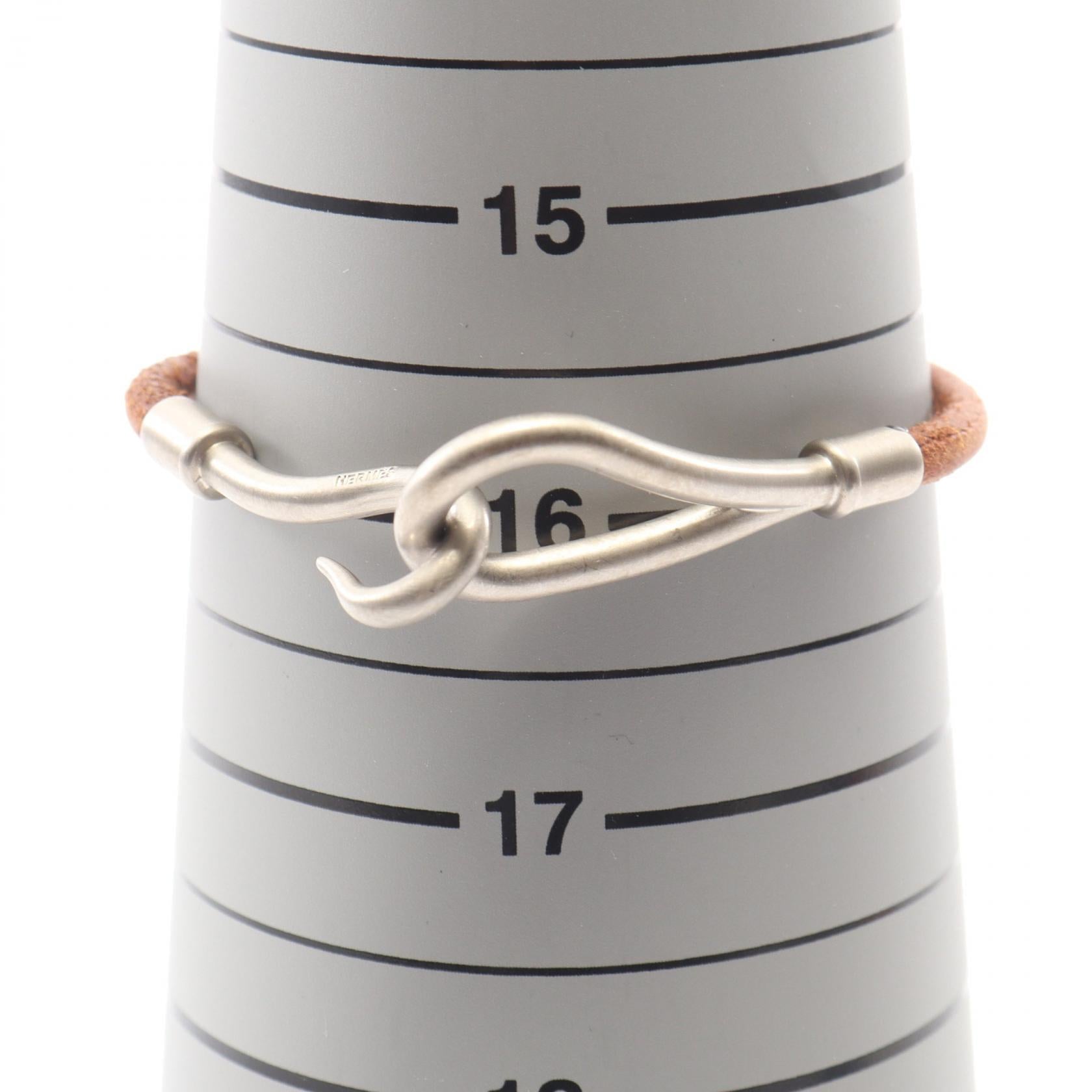 ジャンボ ブレスレット レザー シルバー ブラウン エルメス アクセサリー HERMES