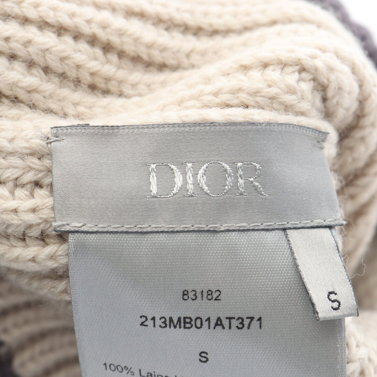 CDロゴ 刺繍 ニット帽 ビーニー ウール ベージュ パープルグレー ディオール 財布・小物 DIOR