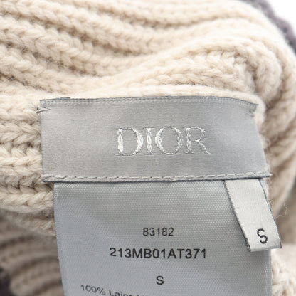 CDロゴ 刺繍 ニット帽 ビーニー ウール ベージュ パープルグレー ディオール 財布・小物 DIOR