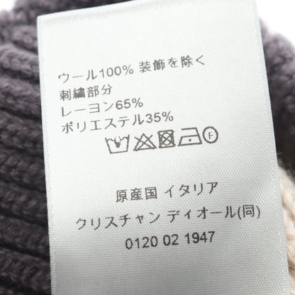CDロゴ 刺繍 ニット帽 ビーニー ウール ベージュ パープルグレー ディオール 財布・小物 DIOR