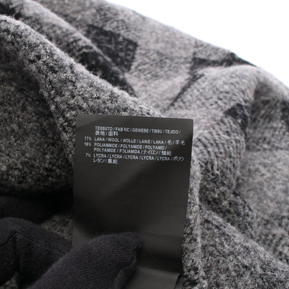 ニット クルーネック ブロックチェック ウール ナイロン ブラック グレー バレンシアガ トップス BALENCIAGA