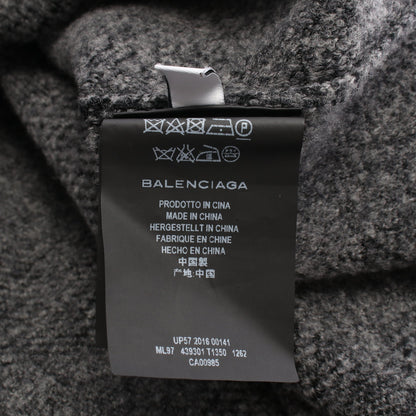 ニット クルーネック ブロックチェック ウール ナイロン ブラック グレー バレンシアガ トップス BALENCIAGA