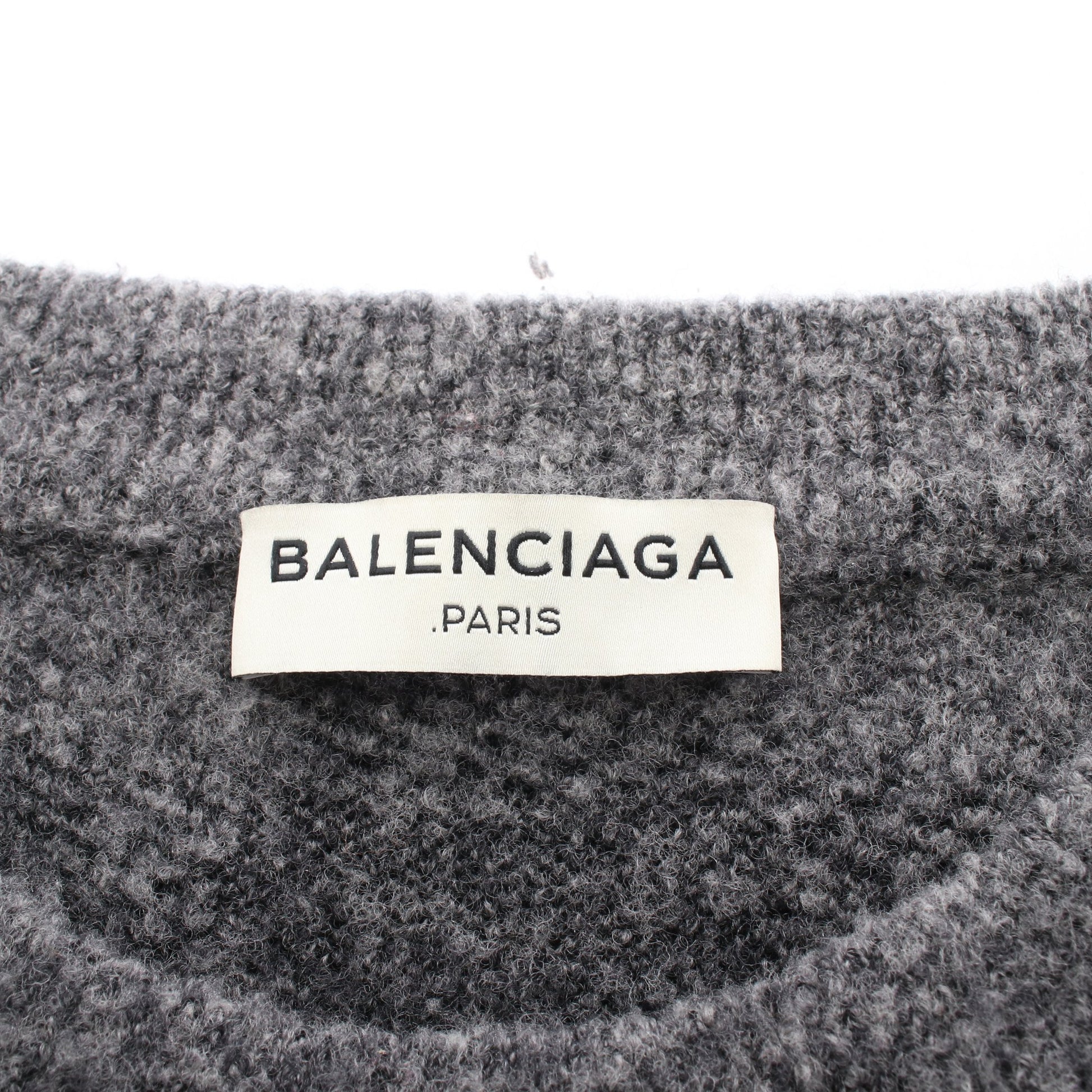 ニット クルーネック ブロックチェック ウール ナイロン ブラック グレー バレンシアガ トップス BALENCIAGA