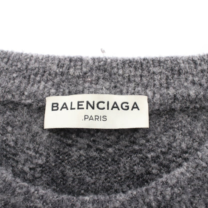 ニット クルーネック ブロックチェック ウール ナイロン ブラック グレー バレンシアガ トップス BALENCIAGA