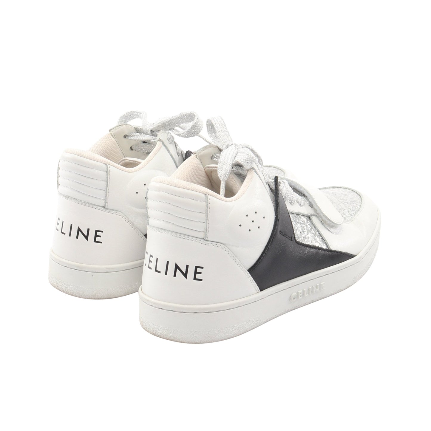 ハイカットスニーカー グリッター レザー ホワイト シルバー ブラック セリーヌ シューズ CELINE