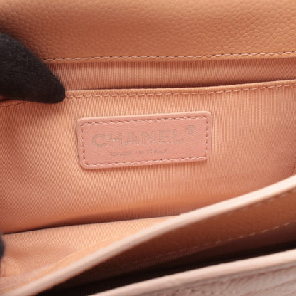 ハーフココ マトラッセ チェーンショルダーバッグ キャビアスキン ピンクベージュ シルバー金具 シャネル バッグ CHANEL